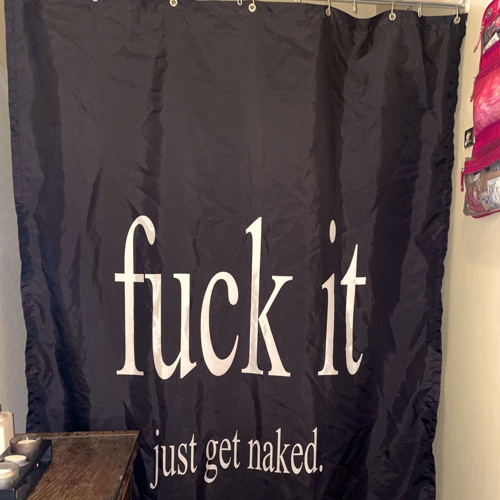 Black and white shower curtain & rug set